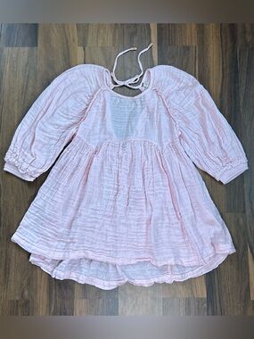 Free People pink cotton gauze babydoll tunic style mini dress